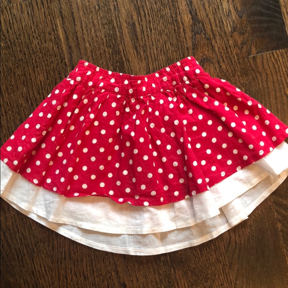 Red and white polka dot skirt